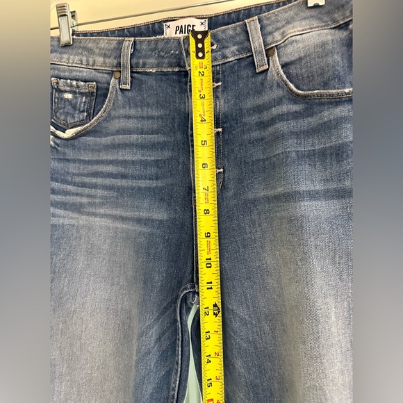 Paige Anthropologie High Rise Sarah Straight Distressed Cropped Jeans Button Fly - Picture 11 of 16